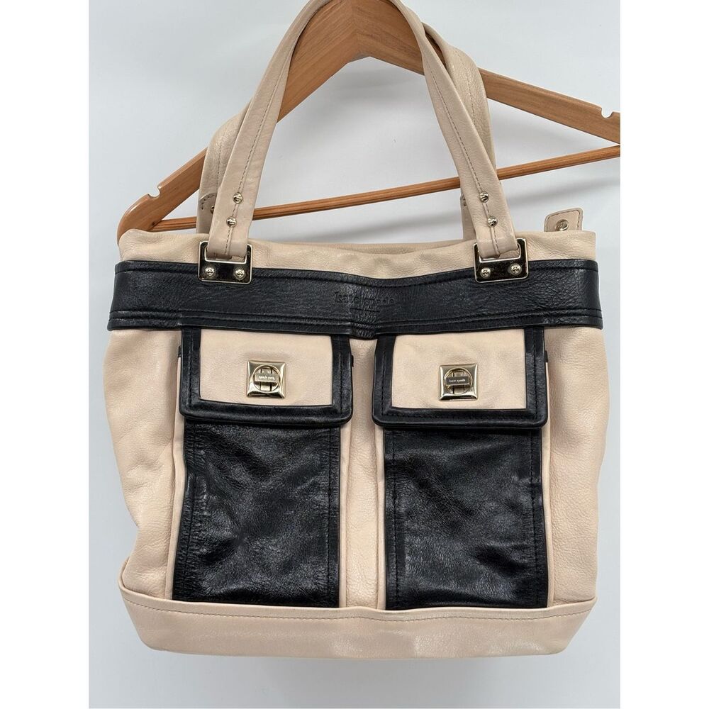 Kate Spade Tote Bag Sullivan Street Blakey Off White Black Leather Old‎ Money